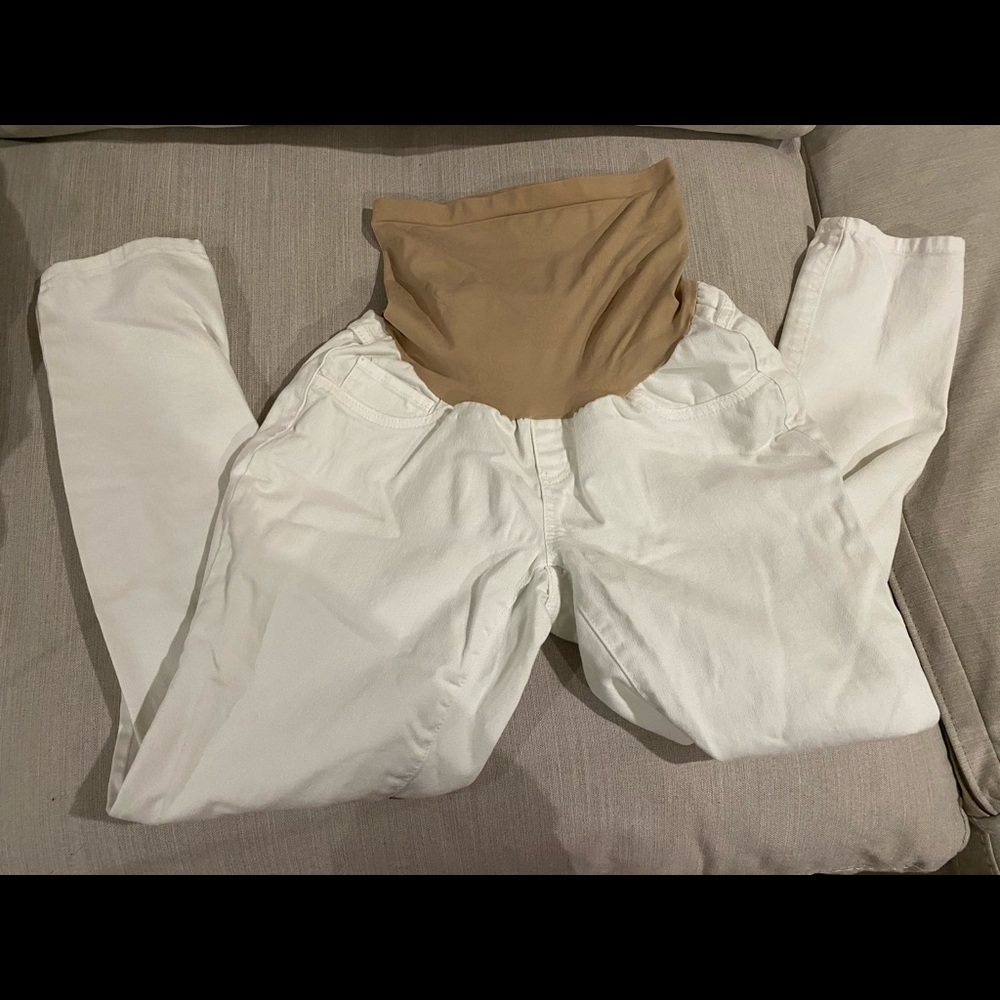 Jessica Simpson white maternity jeans